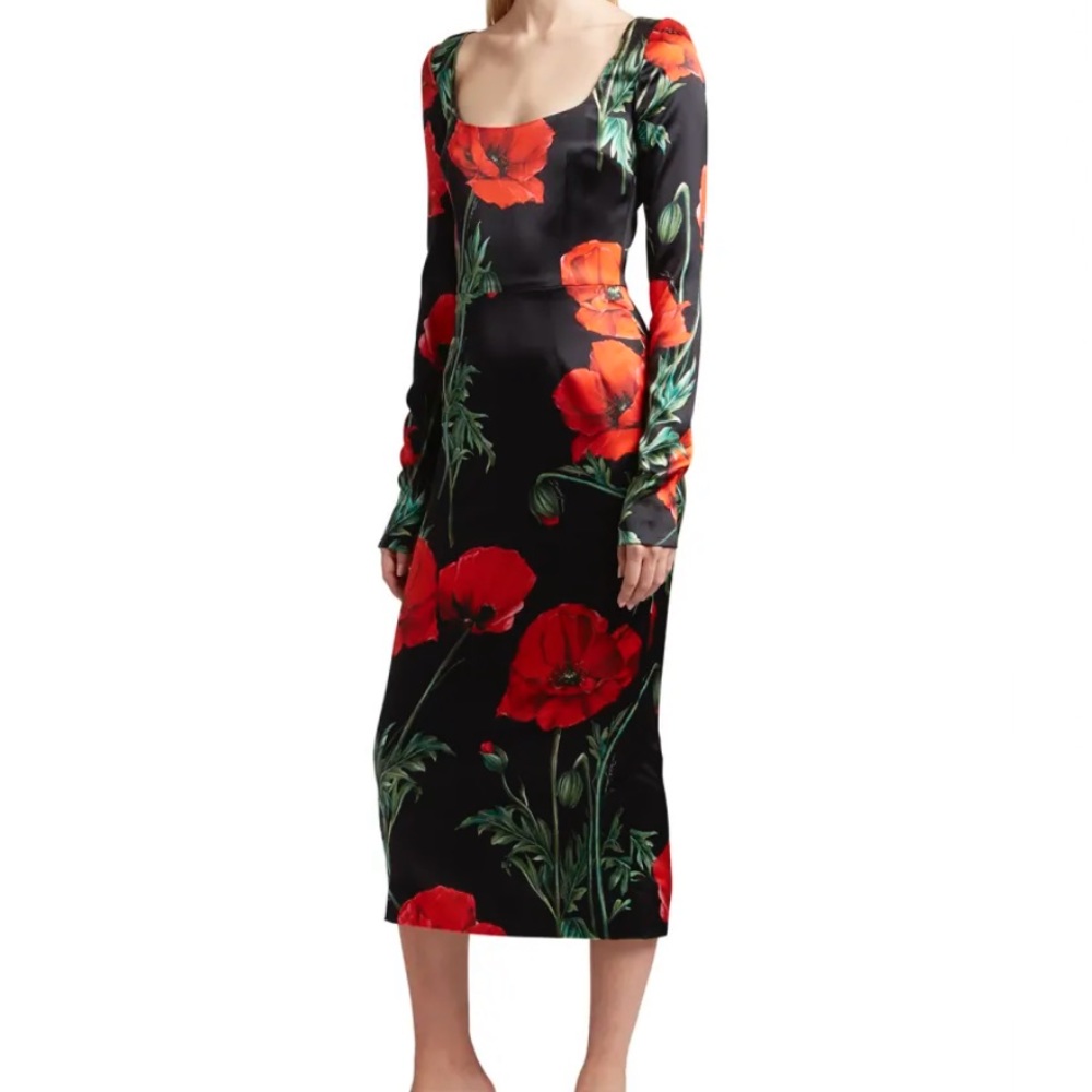 🍃💕Dolce & Gabbana Silk Sheath Midi Dress Size 42